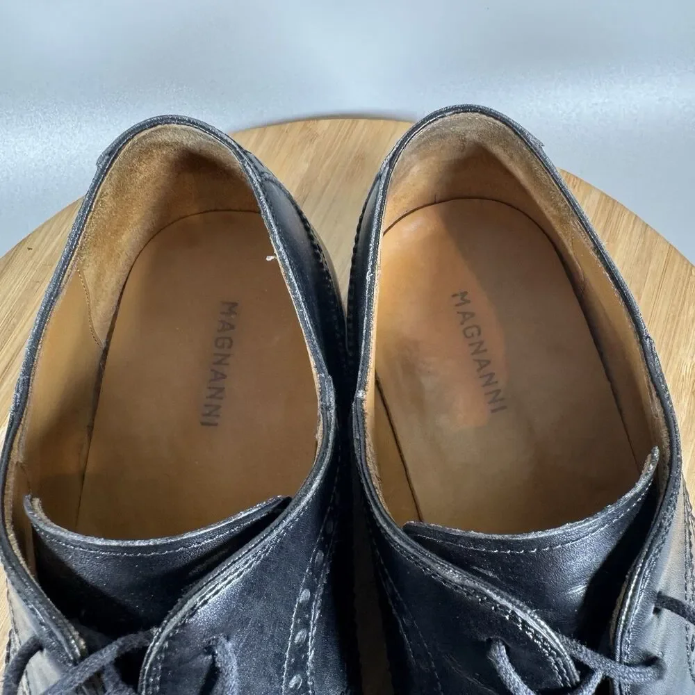 Magnanni‎ Sergio Oxfords Mens 10.5 M Black Leather Wingtip Brouge Dress Shoes
